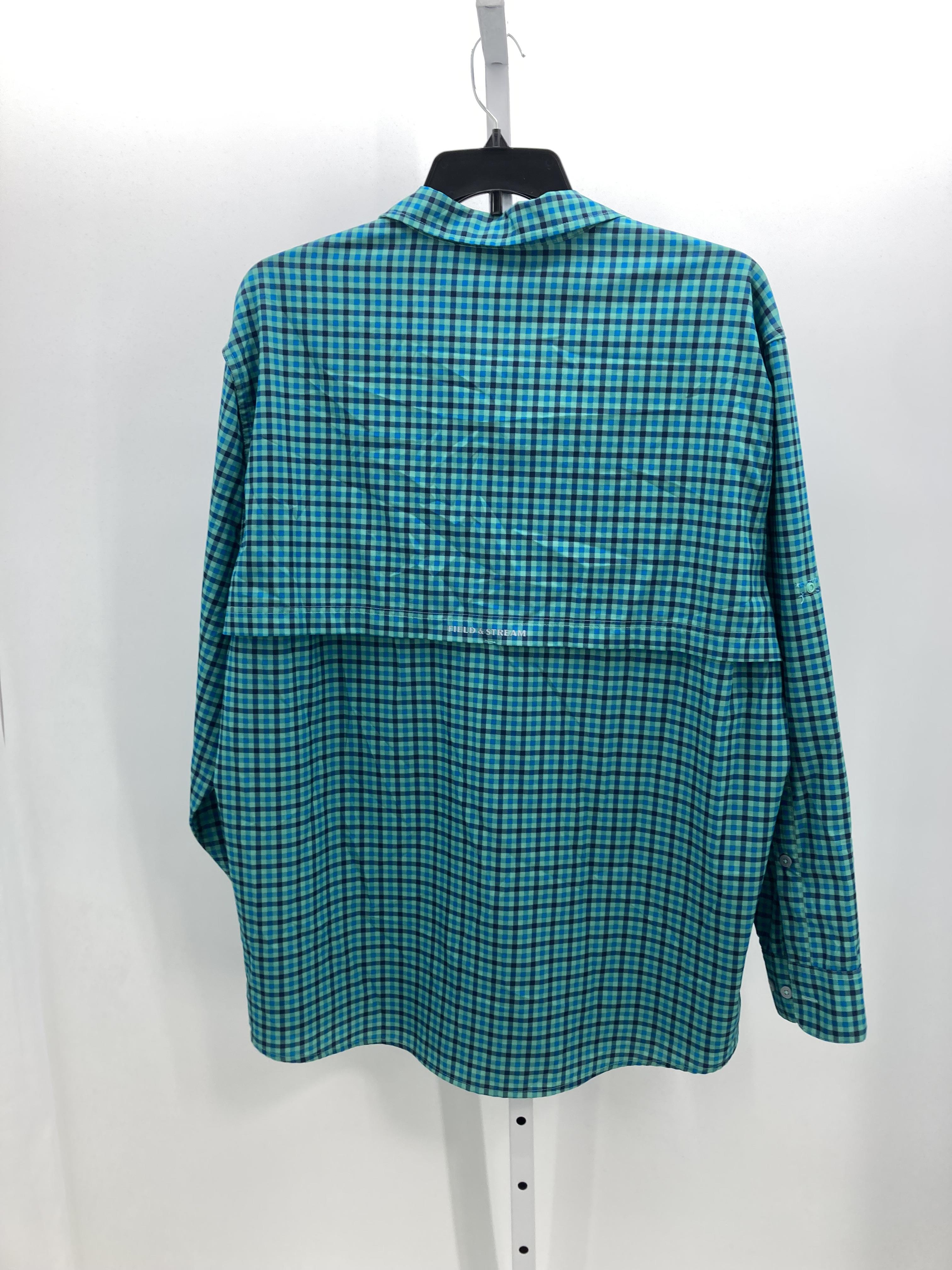 BLUE PLAID BTN DOWN.