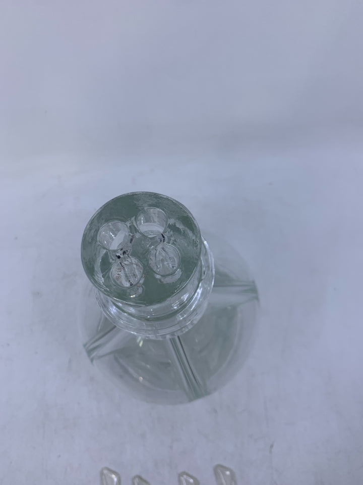 VTG BLOWN GLASS CLEAR 4 CHAMBER LIQUOR DECANTER MADE IN CZECHOSLOVAKIA.