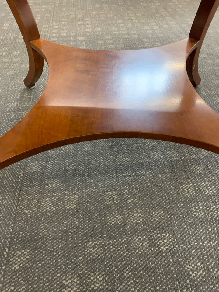 CHERRY WOOD SIDE TABLE W/1 DRAWER+LOWER SHELF.