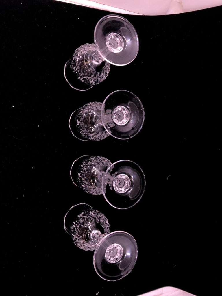 4 SHORT CUT CRYSTAL LIQOUR GLASSES.