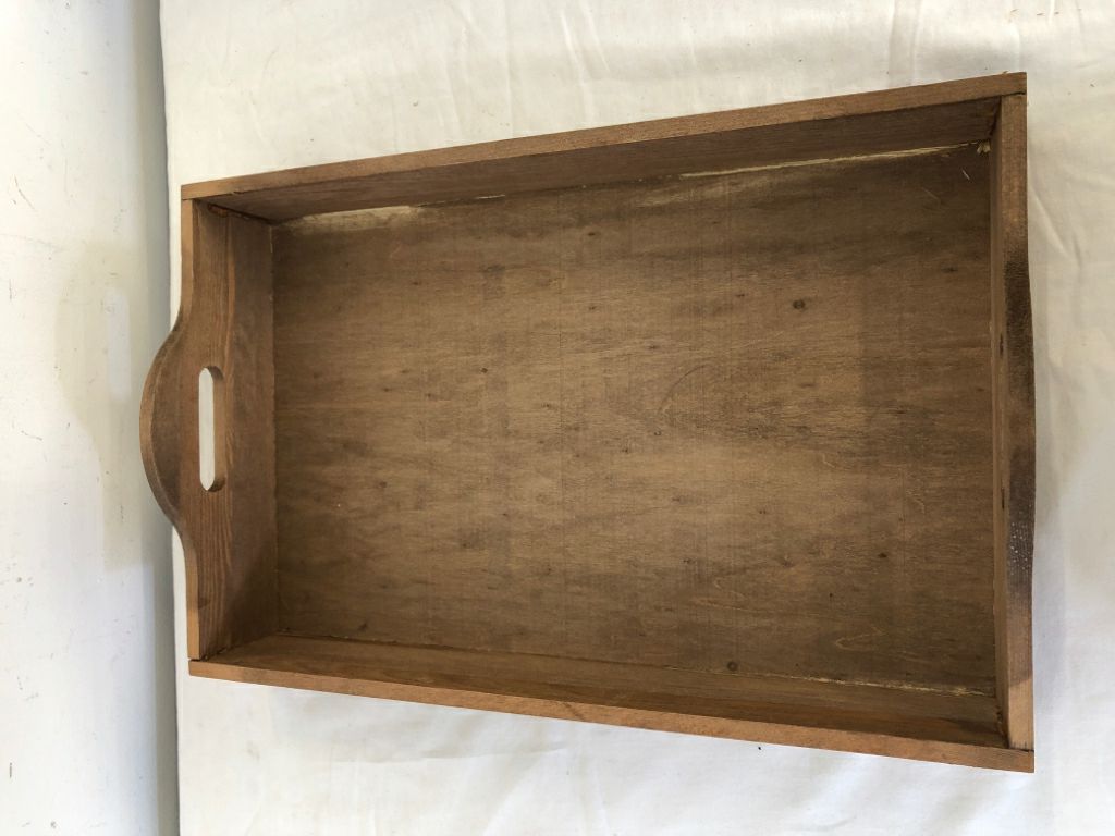 WOOD TRAY W HANDLES.