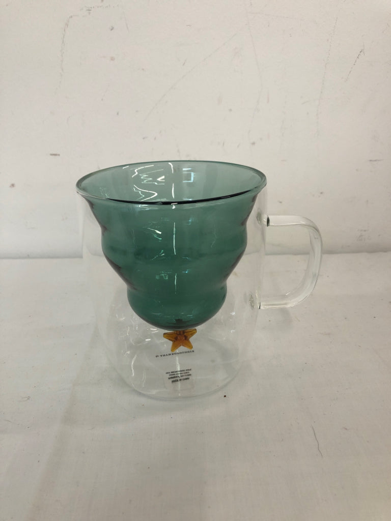 UPSIDE DOWN CHRISTMAS TREE GLASS MUG.