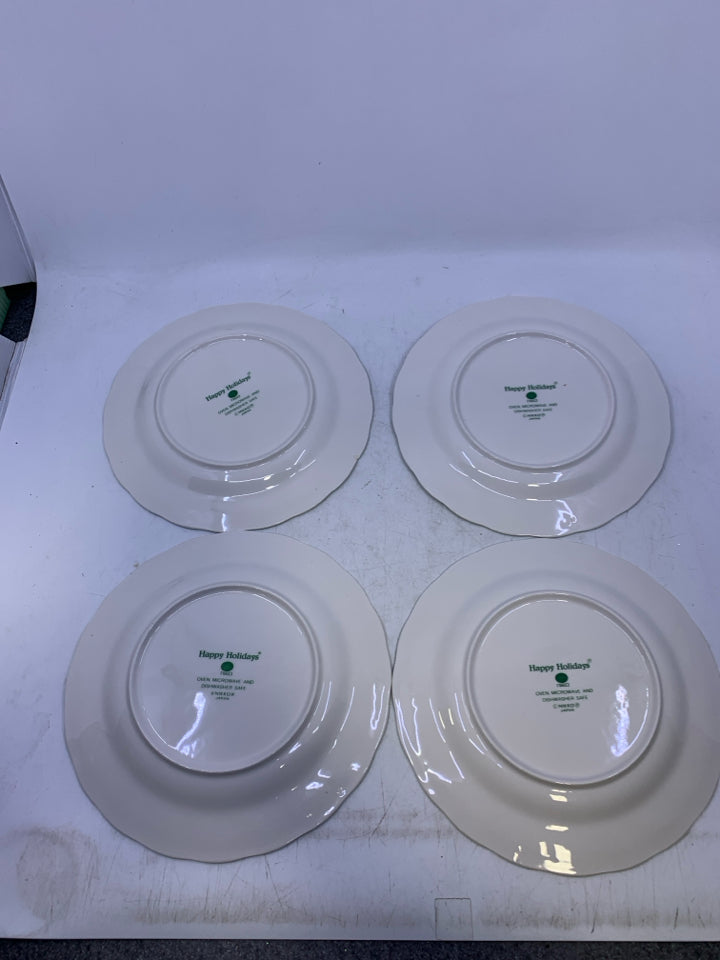 4 CHRISTMAS TREE SALAD PLATES- NIKKO.