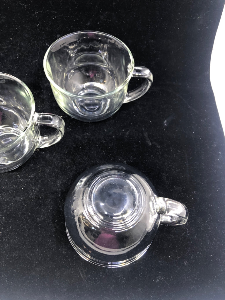 5 PC CLEAR GLASS MUGS.