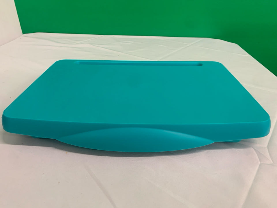 TEAL PLASTIC LAP DESK W STORAGE.