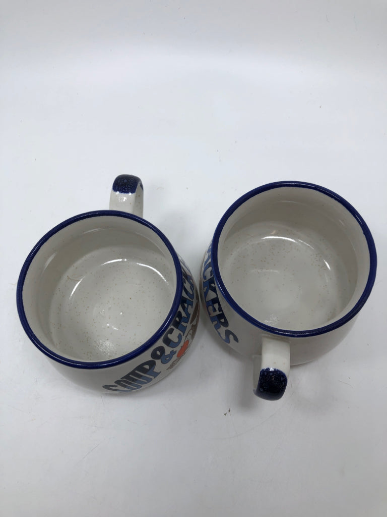2 SPECKLED SOUP & CRACKER MUGS.