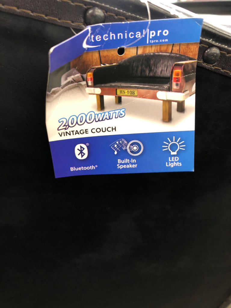 VTG STYLE CAR COUCH- LIGHTS & BLUETOOTH SPEAKER ON WOOD LEGS.