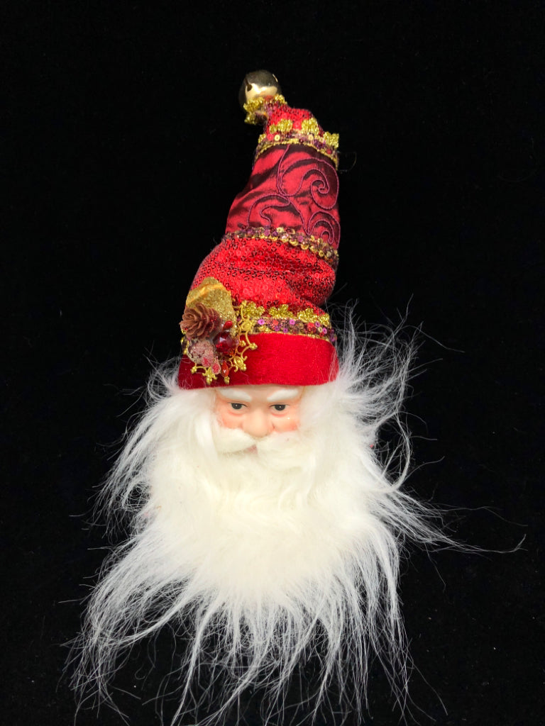 SANTA HEAD W/ LONG SEQUENCE HAT.