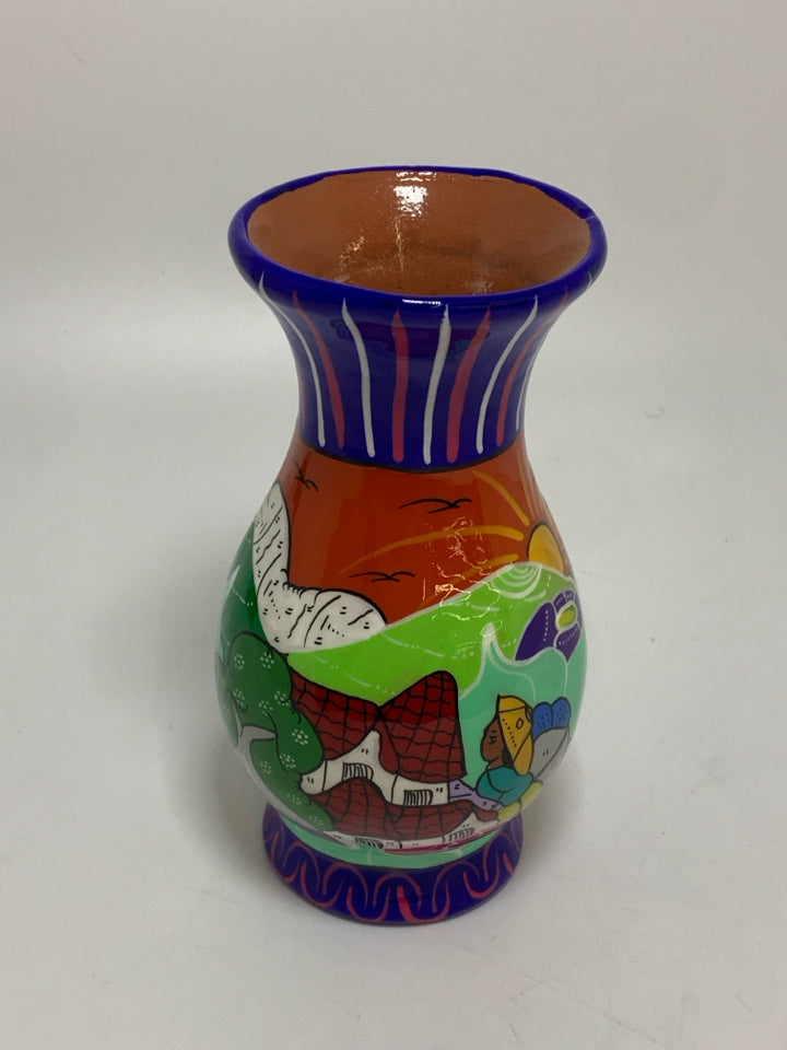 VIBRANT MEXICAN LANDSCAPE VASE.