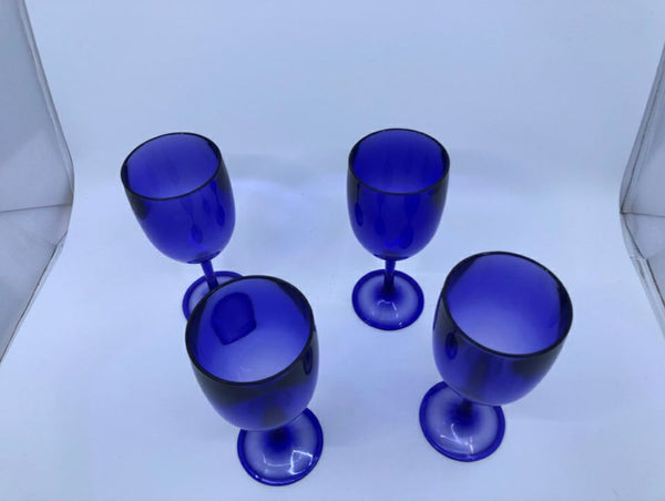 4 COBALT BLUE WINE GLASSES- EDDIE BAUER.