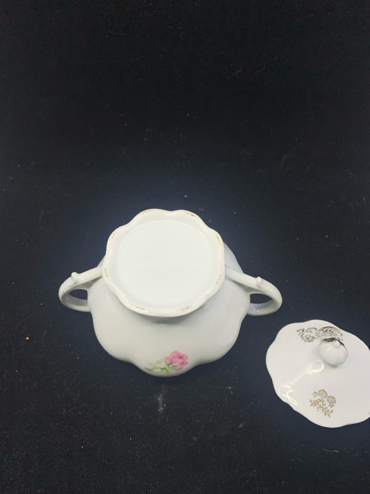 VTG FLORAL PATTERN SUGAR BOWL W LID.