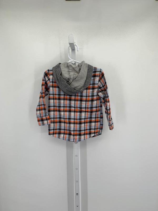 BLUE GREY PLAID BUTTON DOWN HOODED