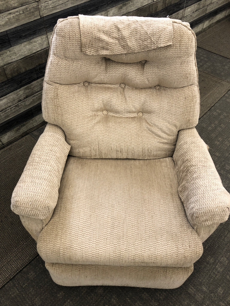 RECLINING CREAM CHAIR.