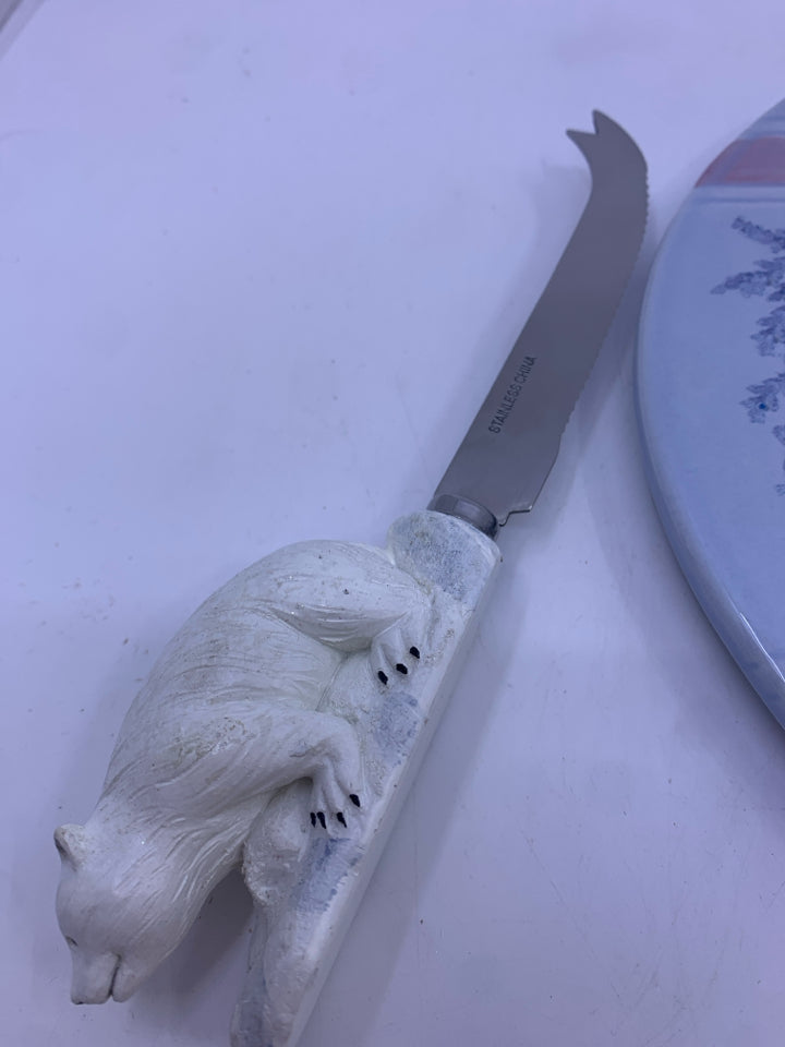 NIB PFALTZGRAFF CHEESE PLATE W POLAR BEARS.
