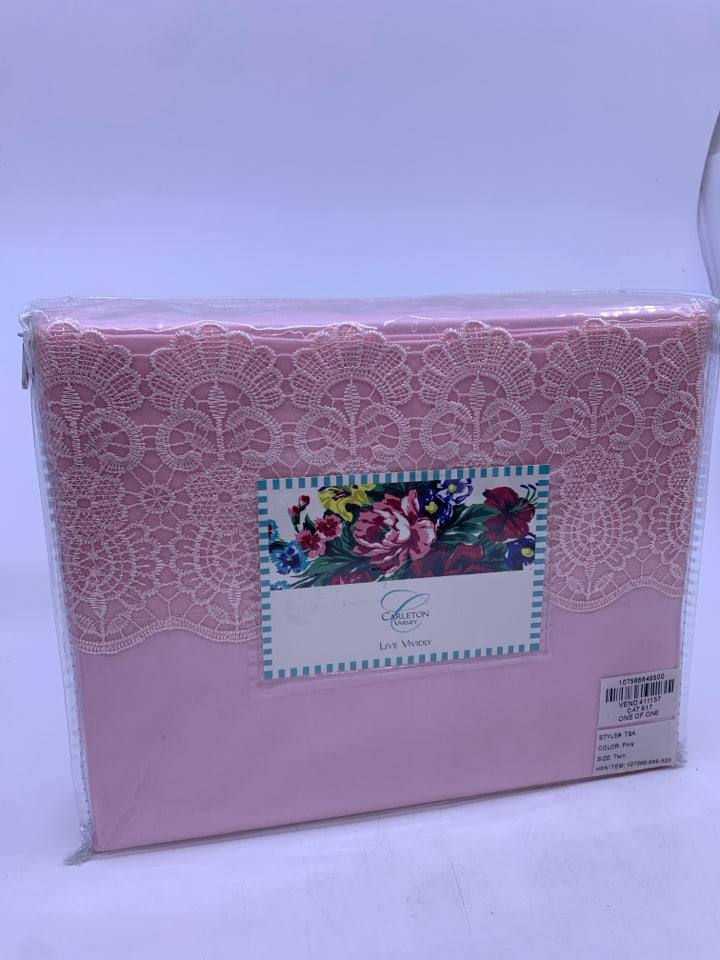 NIP PINK TWIN LACE SHEET