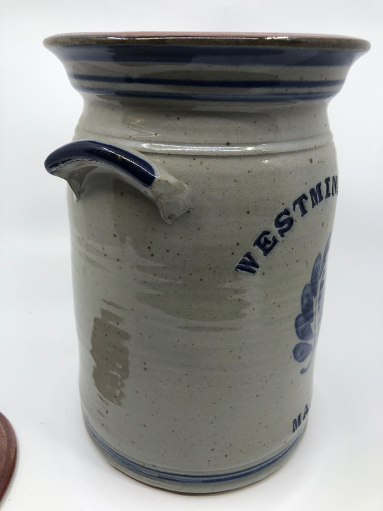 WESTMINSTER SALT GLAZE CROCK W LID.