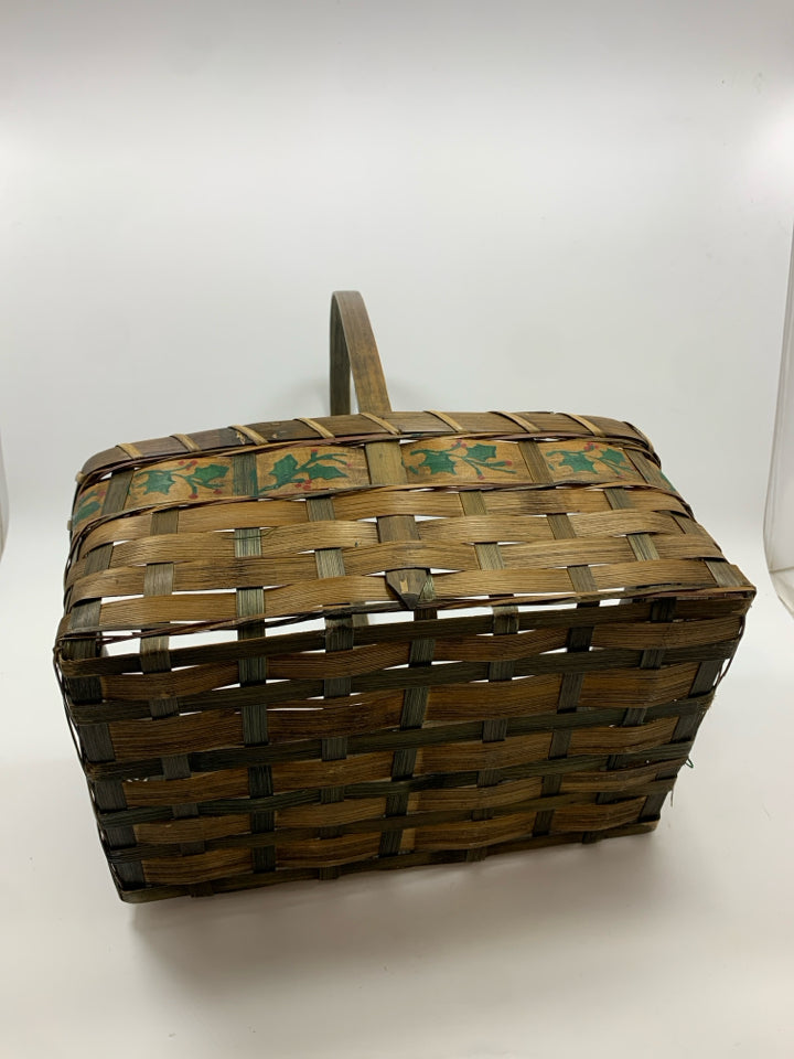 HOLLY BERRY PAINTED BASKET.