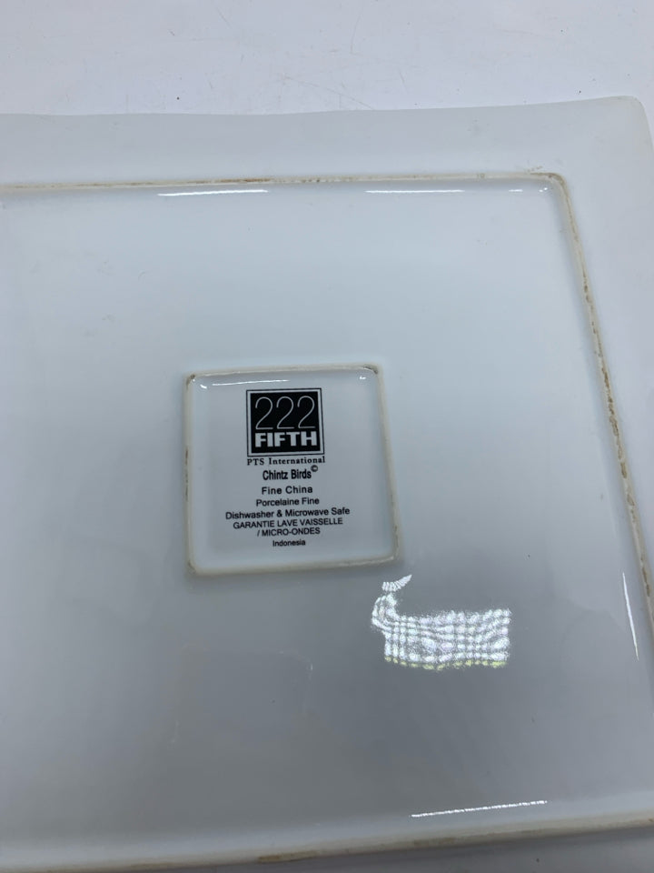 HEAVY SQUARE PLATTER W/ BIRDS ON BRANCHES.