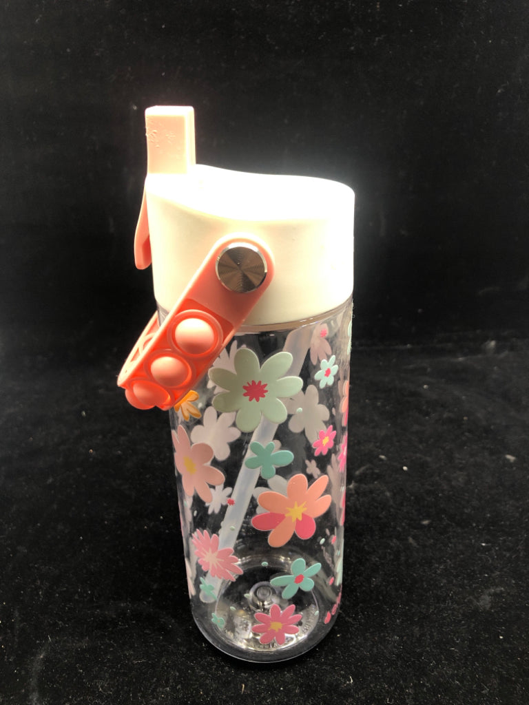 NEW ELEMENTAL PINK AND BLUE FLORAL KIDS WATER BOTTLE.