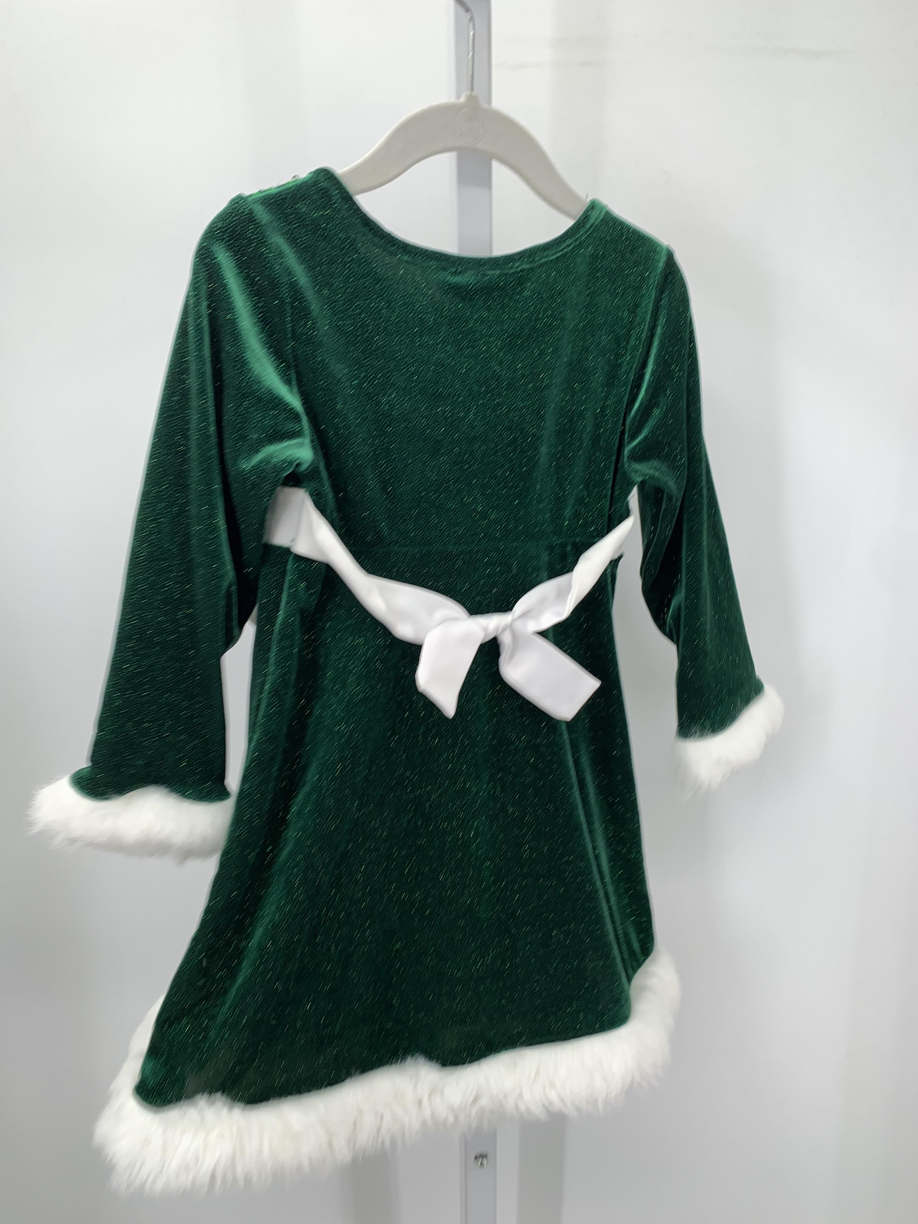 LONG SLV DRESS SEQUINS FAUX FUR TRIM