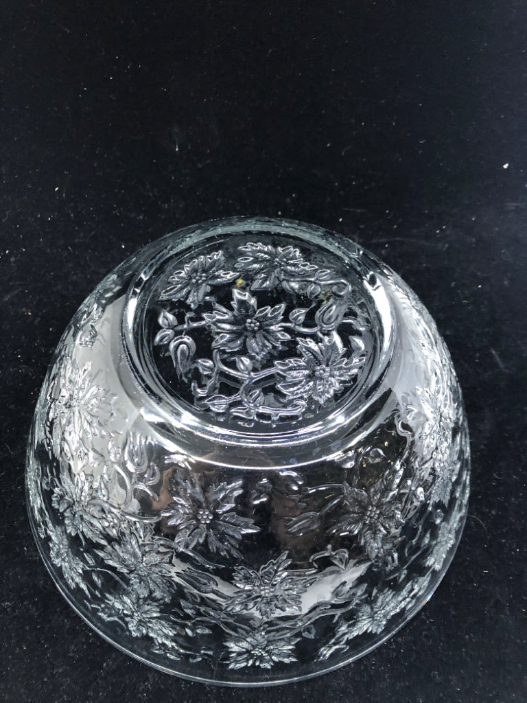 GLASS FANTASIA CRYSTAL FLORAL BOWL.