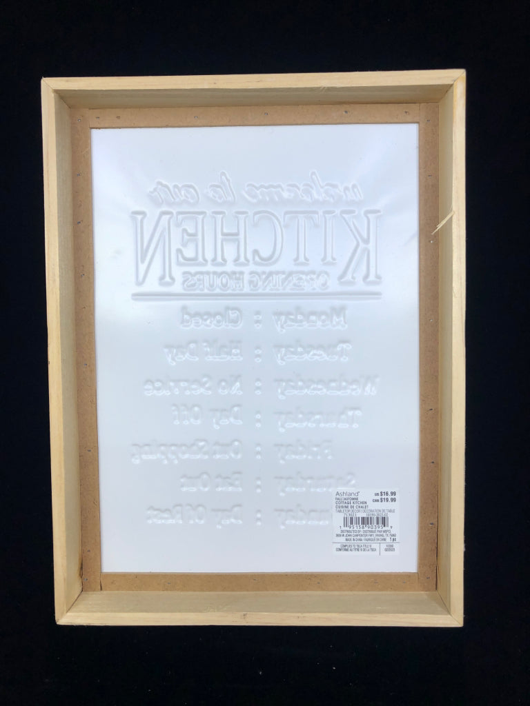 WELCOME TO OUR KITCHEN METAL SIGN IN WOOD FRAME.