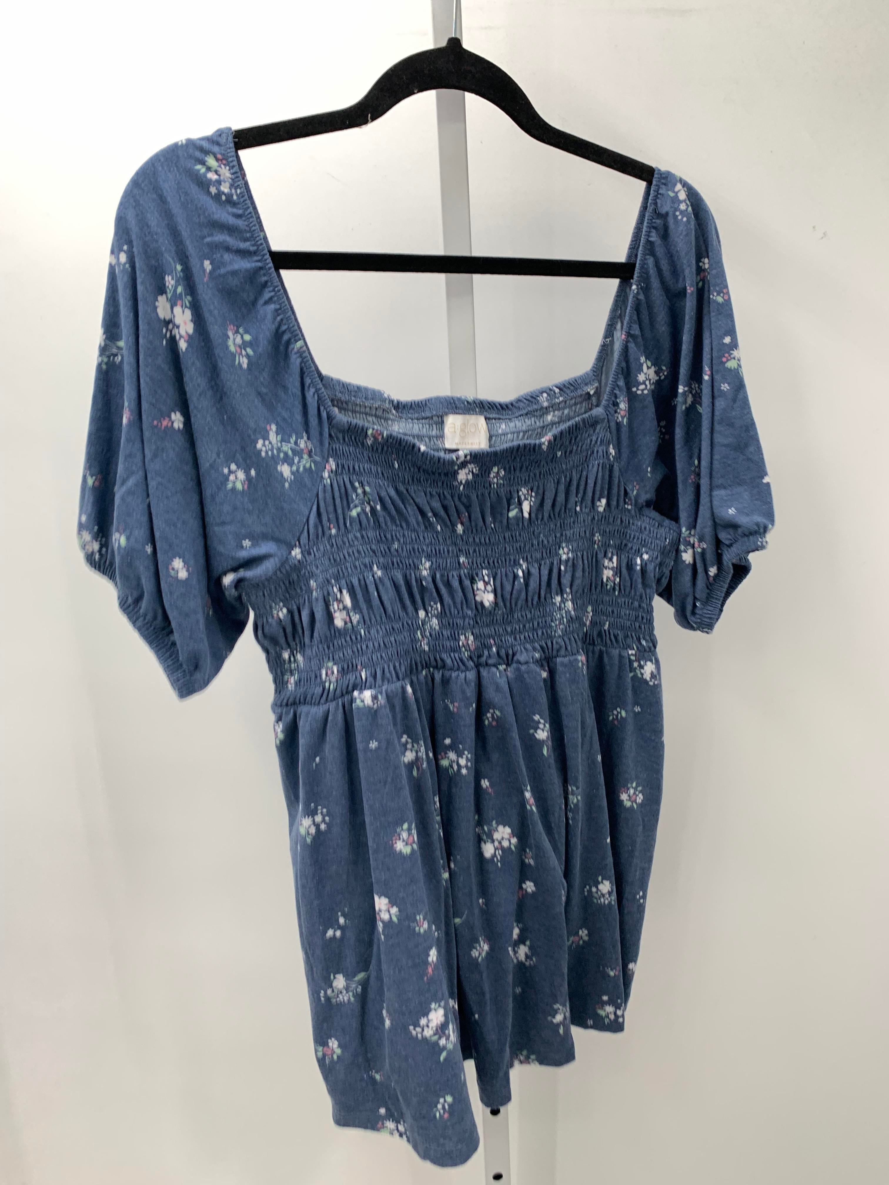 a:glow Blue Size Extra Large Maternity Short Sleeve Shirt