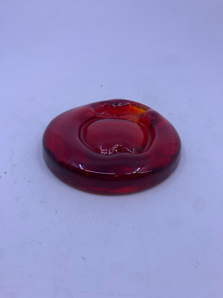 EMBOSSED RED ROUND APPLE PAPER WEIGHT.