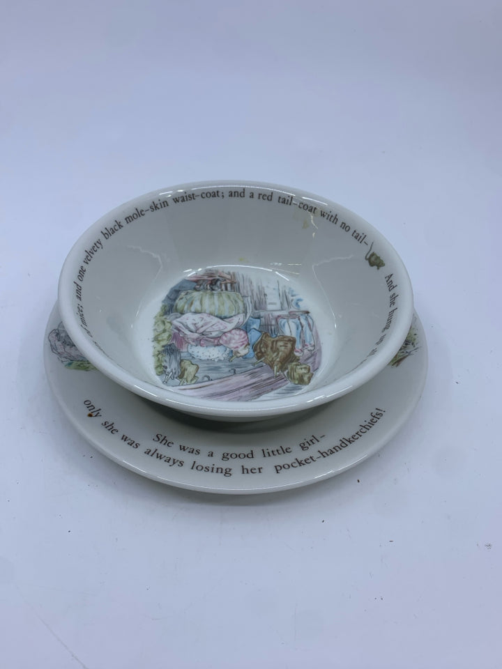 2 PC WEDGWOOD PLATE/BOWL MRS TIGGY-WINKLE.
