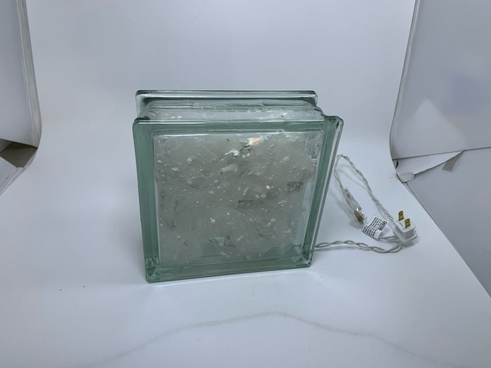 THICK SQUARE GLASS W/ WHITE FILLER INSIDE LIGHT UP.