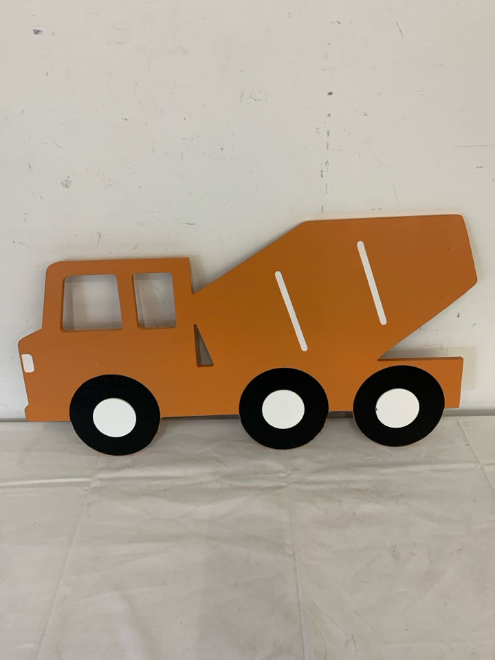 ORANGE CONSTRUCTION TRUCK WALL HANGING.