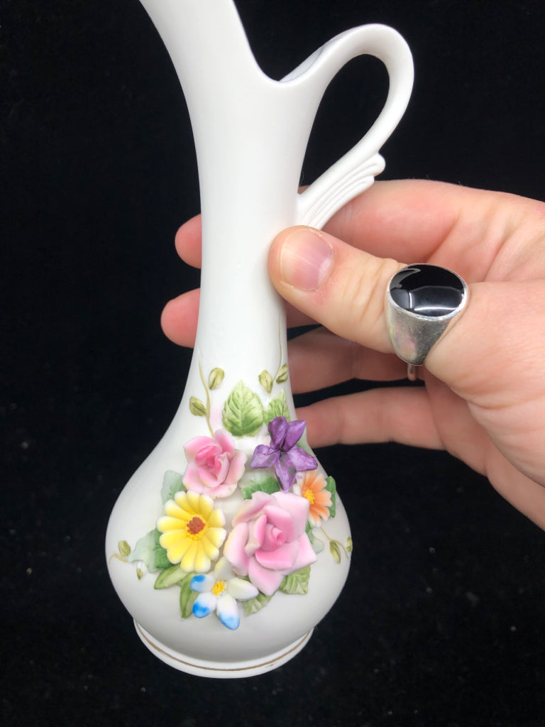 LEFTON EMBOSSED FLORAL PITCHER.