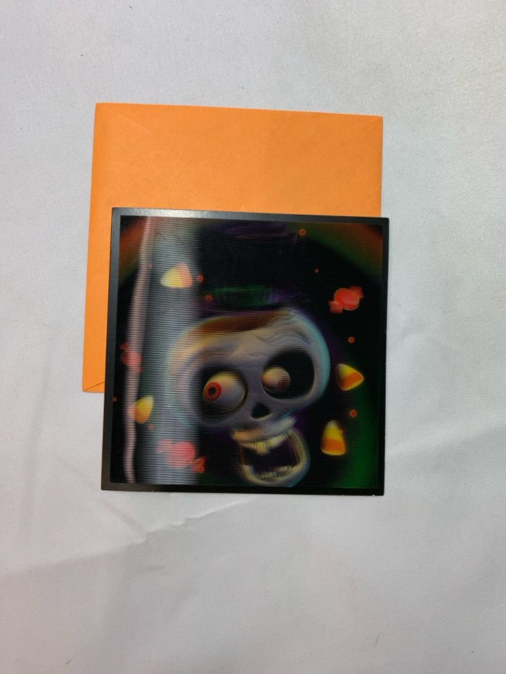 HALLOWEEN GREETING CARD-SKELETON HEAD 3D