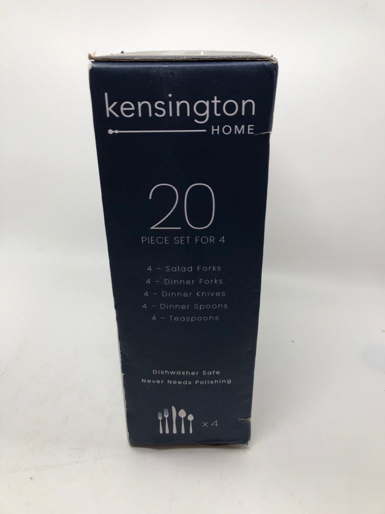 NIB 20PC KENSINGTON FLATWARE SET SRV FOR 4.