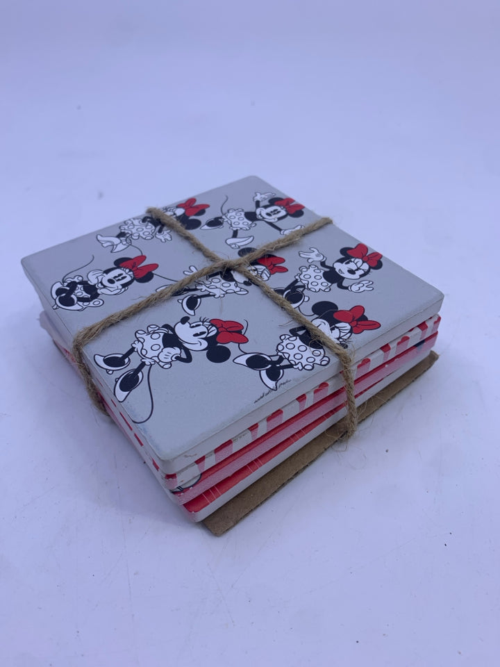 4 MINI MOUSE ASSORTED COASTERS CERAMIC.