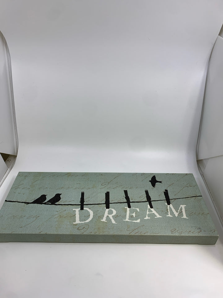 DREAM BIRDS ON CLOTHESLINE CANVAS.
