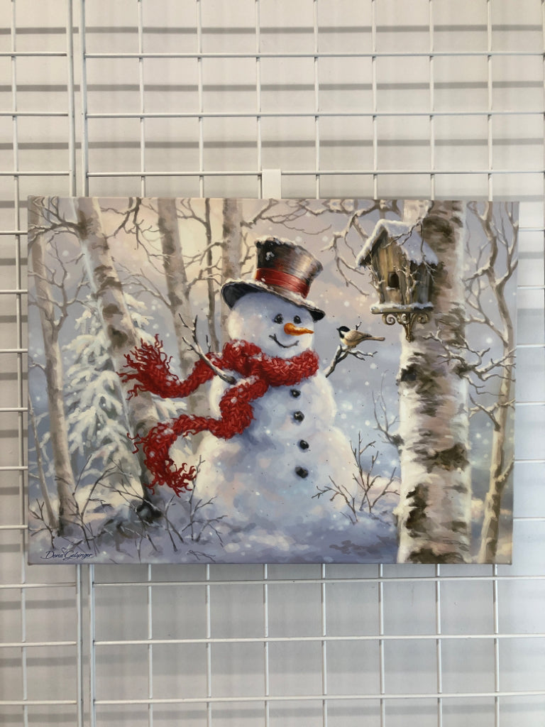 LIGHT UP SNOWMAN CANVAS PICTURE.