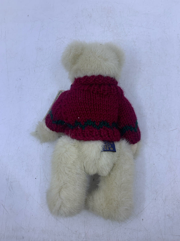 OFF WHITE BEAR W/ MAROON SWEATER BOYDS BEAR.