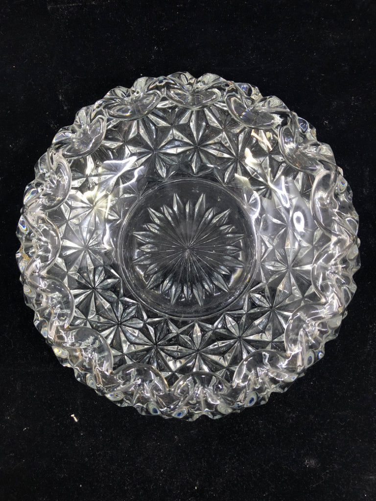 CUT GLASS FOLDED EDGE BOWL.