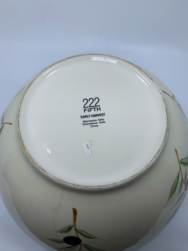 LARGE OLIVE DESIGNED SERVING BOWL.