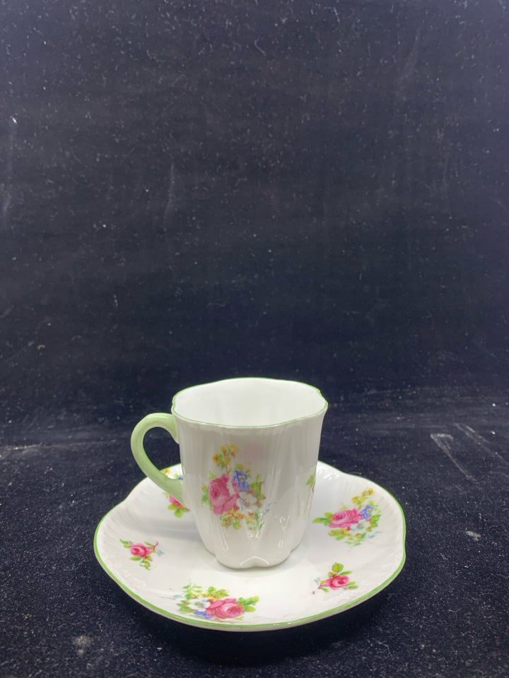 VTG PINK ROSES TEA CUP/SAUCER.