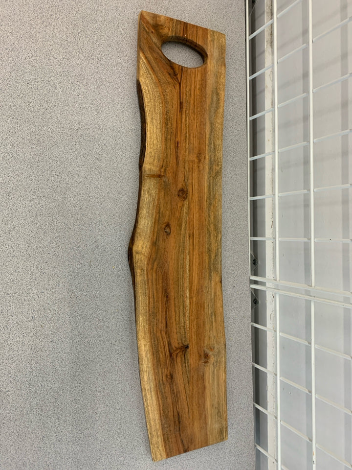 LONG LIVE-EDGE WOOD CHARCUTERIE BOARD.