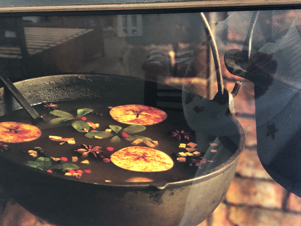 SOUP PHOTO IN DK WOOD FRAME.