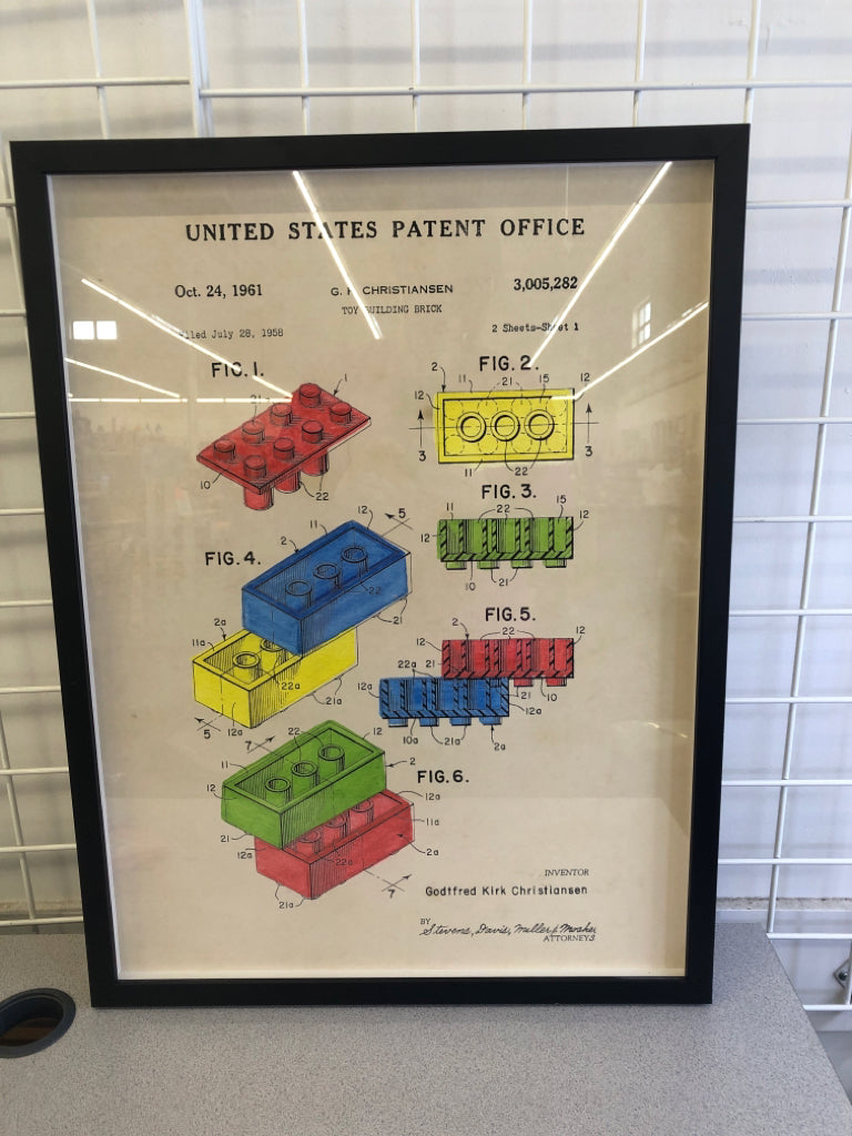 LEGO PATTEN DESIGN IN BLACK FRAME WALL ART.