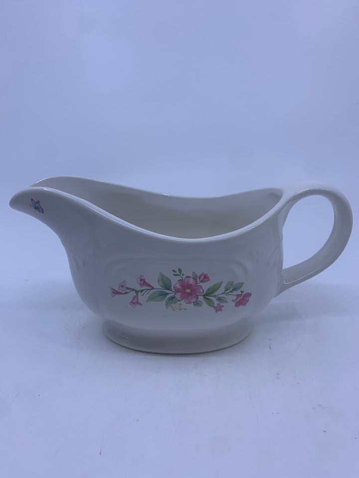 YELLOW FLORAL GRAVY BOAT.