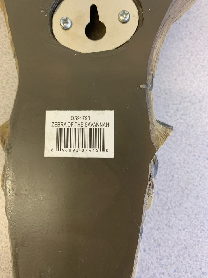 WOOD ZEBRA HEAD WALL DECOR.