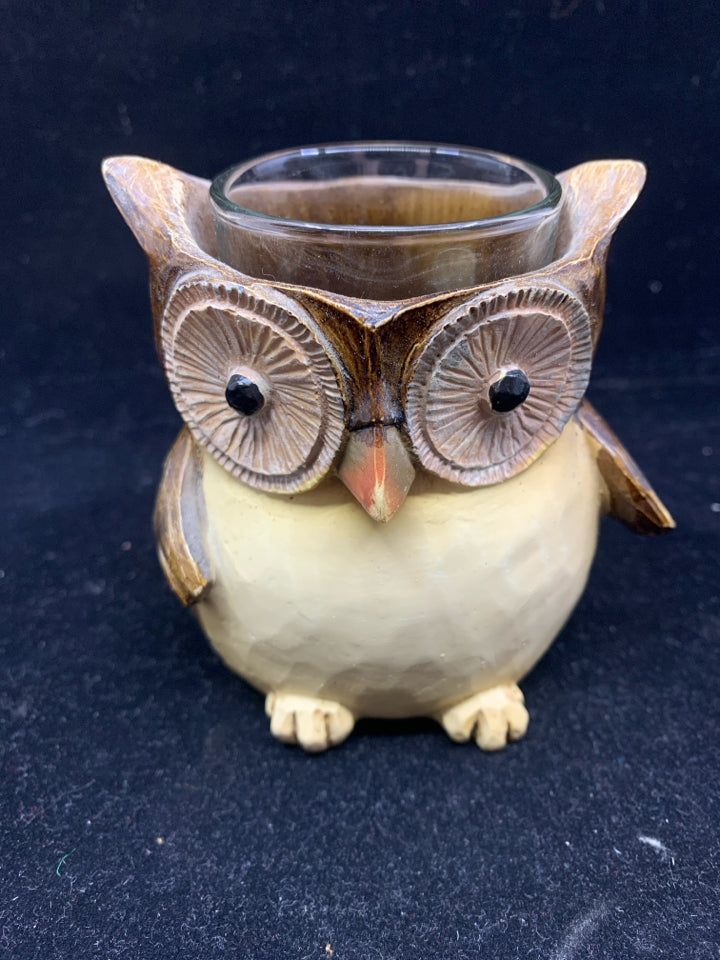 YANKEE CANDLE RESIN OWL TEA LIGHT HOLDER.