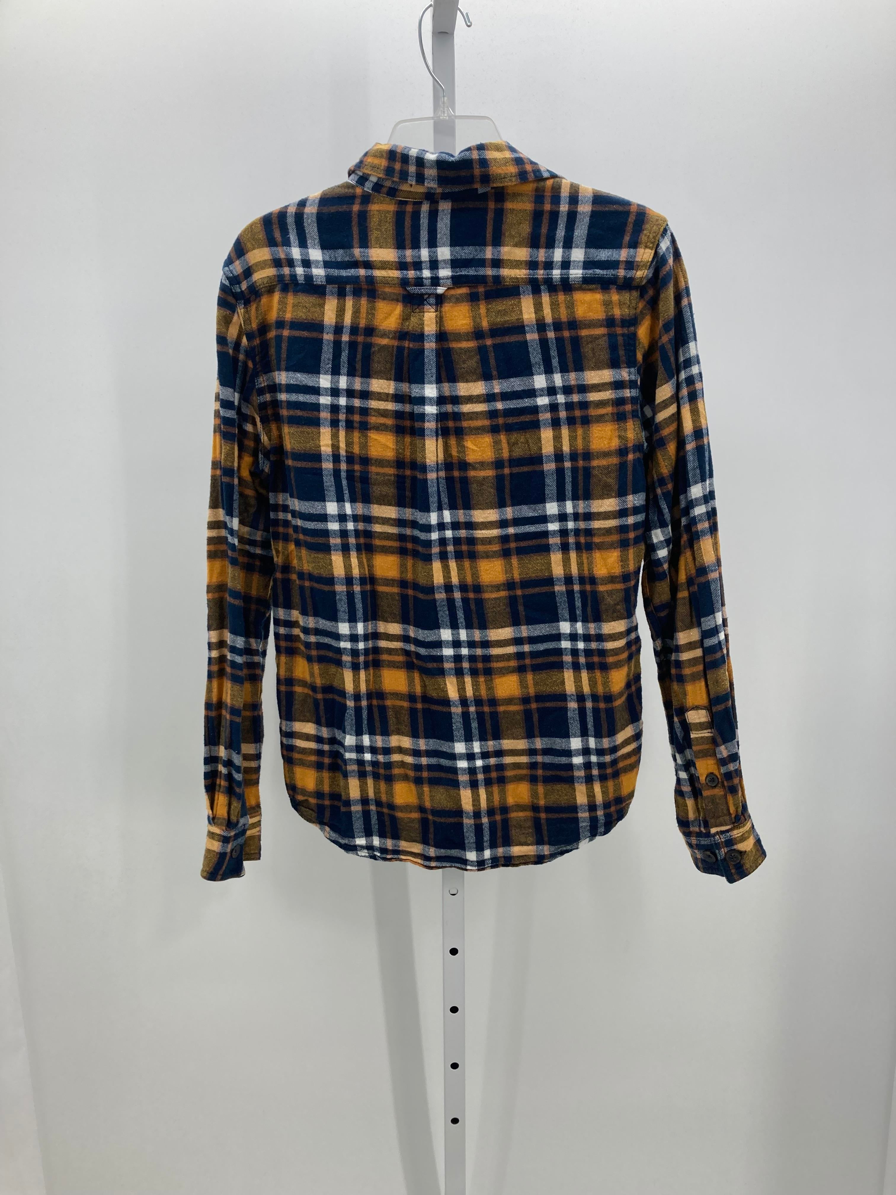 NAVY/ YELLOW FLANNEL BUTTON DOWN