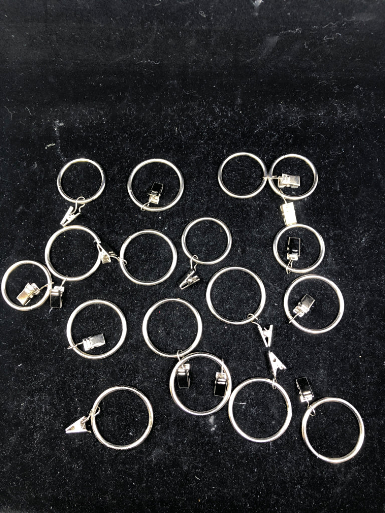 16 METAL SHOWER CURTAIN RINGS.