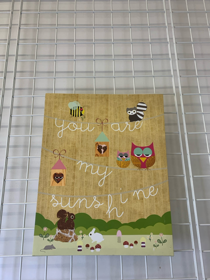 YOU ARE MY SUNSHINE CRITTER CANVAS WALL ART.